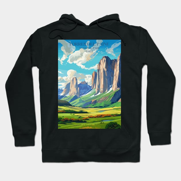 Torres del Paine National Park Chile Travel Print Wall Art, Home Décor, Gift Art Hoodie by TripleTravelArt